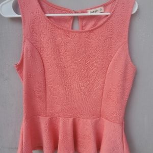 Ginger G Peplum Embossed Sleeveless Fitted Top